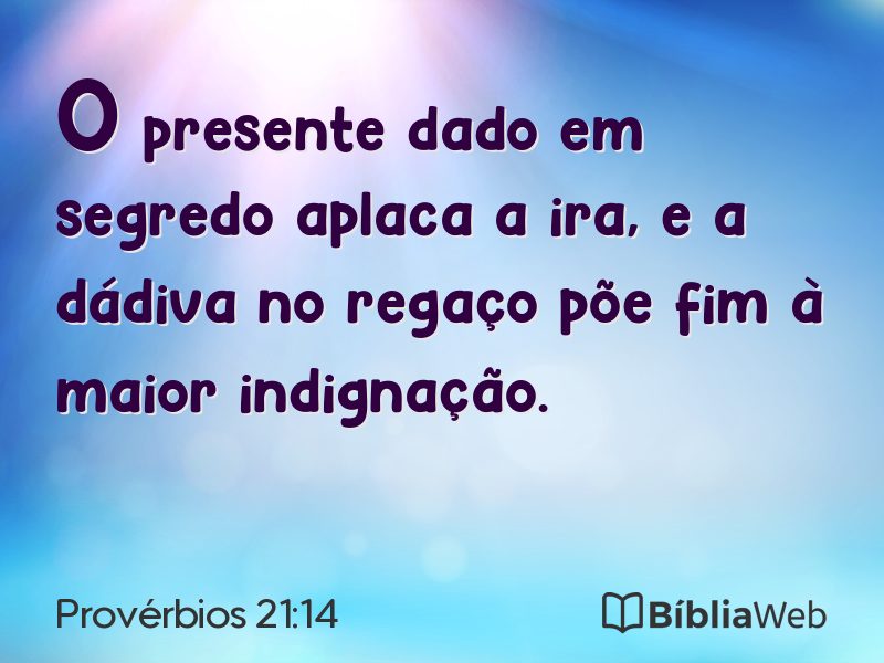 Provérbios 21:14 em imagem para compartilhar