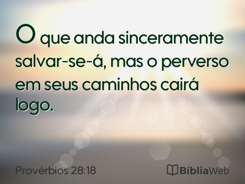 Provérbios 28:18 em imagem para compartilhar