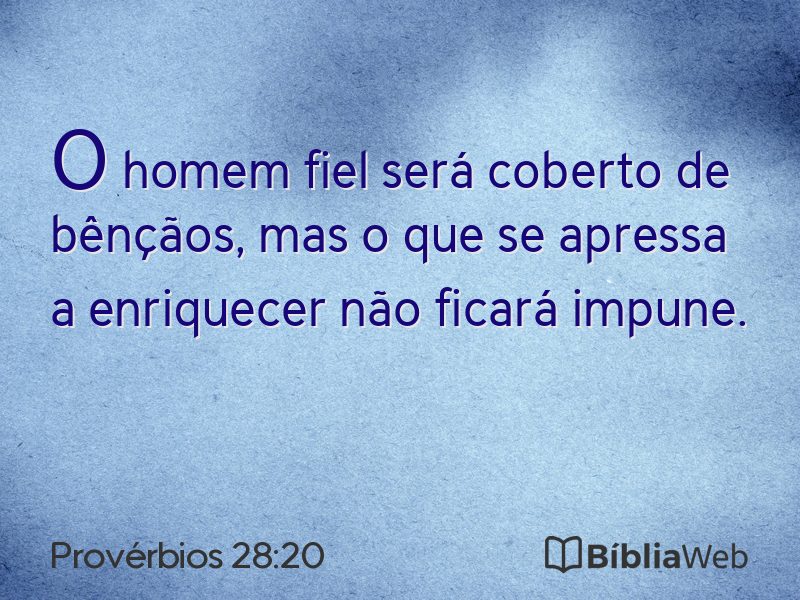 Provérbios 28:20 em imagem para compartilhar