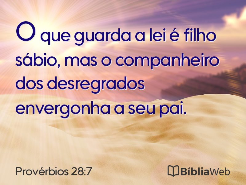 Provérbios 28:7 em imagem para compartilhar