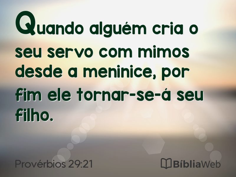 Provérbios 29:21 em imagem para compartilhar