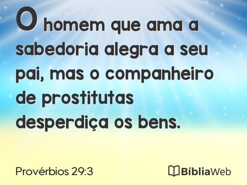 Provérbios 29:3 em imagem para compartilhar