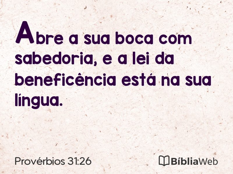 Provérbios 31:26 em imagem para compartilhar