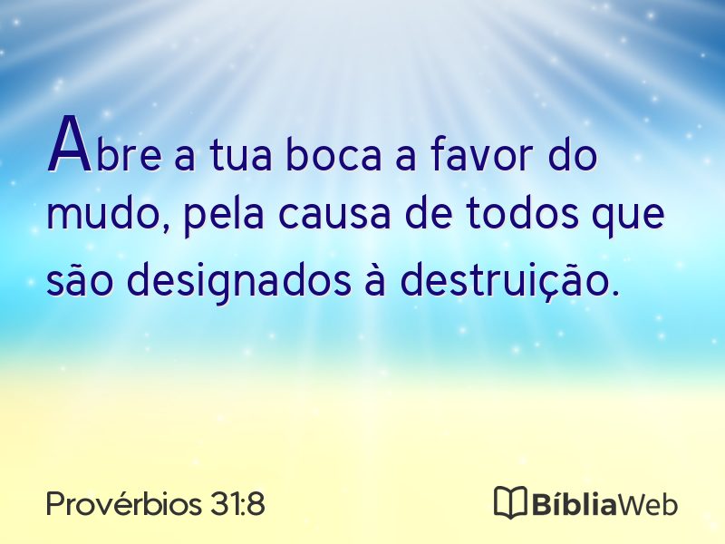Provérbios 31:8 em imagem para compartilhar