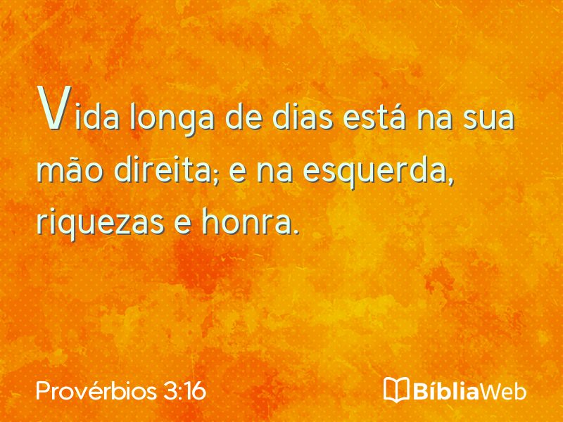 Provérbios 3:16 em imagem para compartilhar
