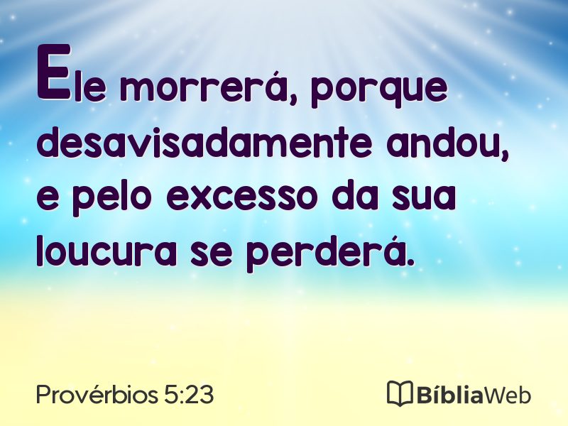 Provérbios 5:23 em imagem para compartilhar