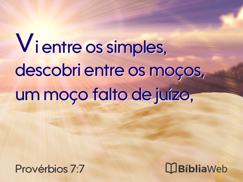 Provérbios 7:7 em imagem para compartilhar