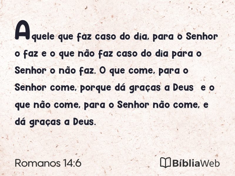 Romanos 14:6 em imagem para compartilhar