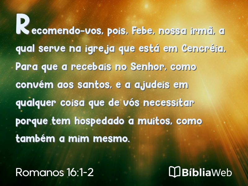Romanos 16:1-2 em imagem para compartilhar