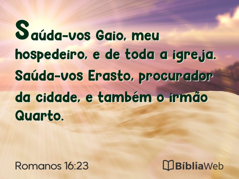 Romanos 16:23 em imagem para compartilhar