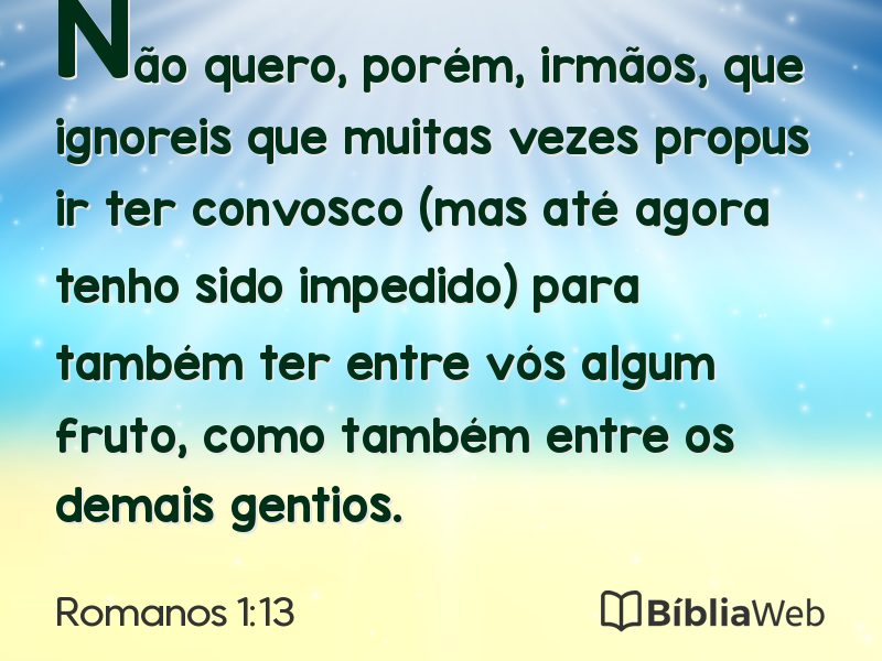 Romanos 1:13 em imagem para compartilhar