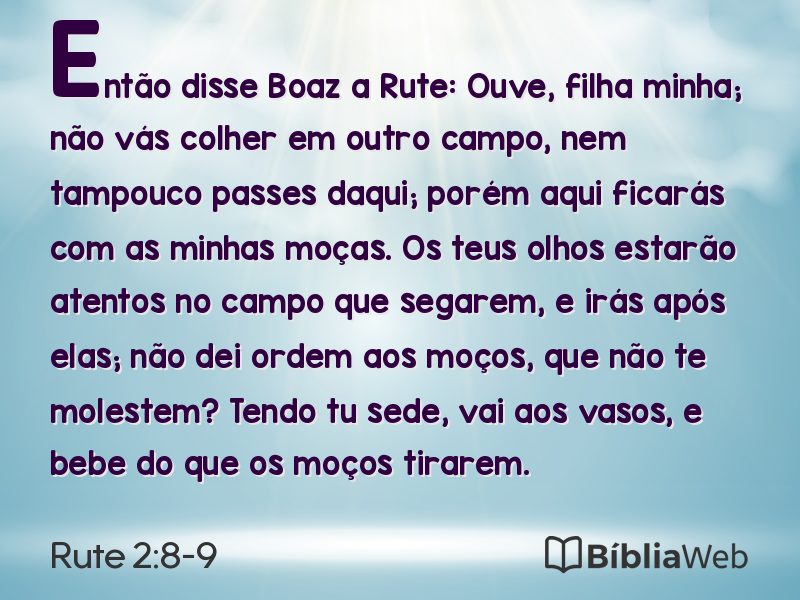 Rute 2:8-9 em imagem para compartilhar