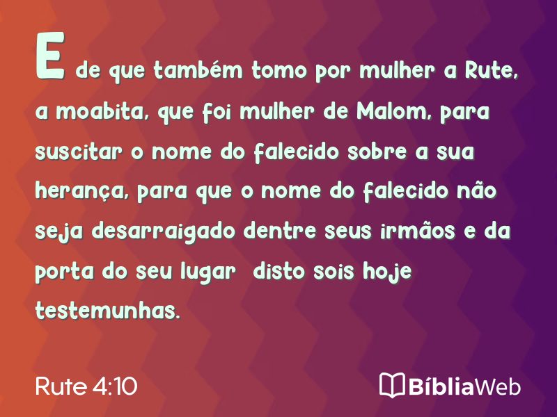 Rute 4:10 em imagem para compartilhar