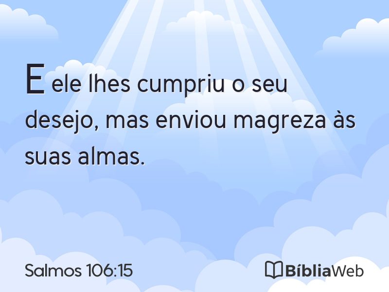 Salmos 106:15 em imagem para compartilhar