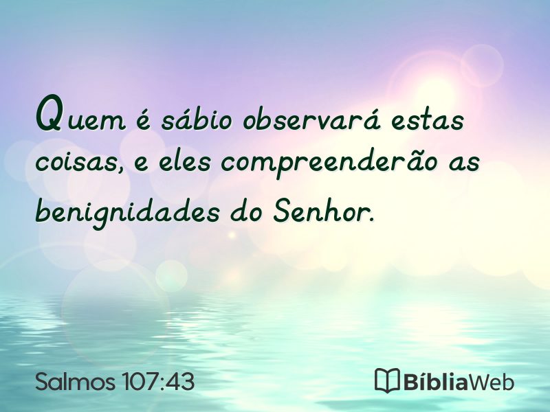 Salmos 107:43 em imagem para compartilhar