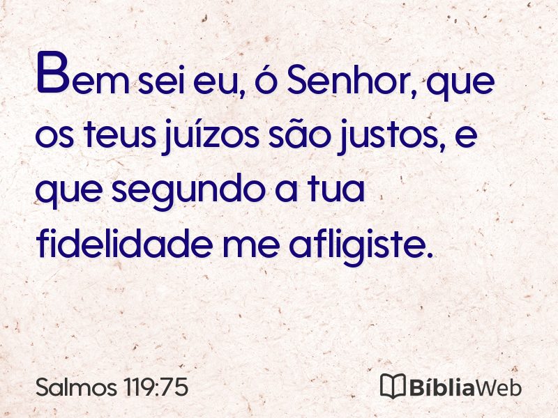 Salmos 119:75 em imagem para compartilhar