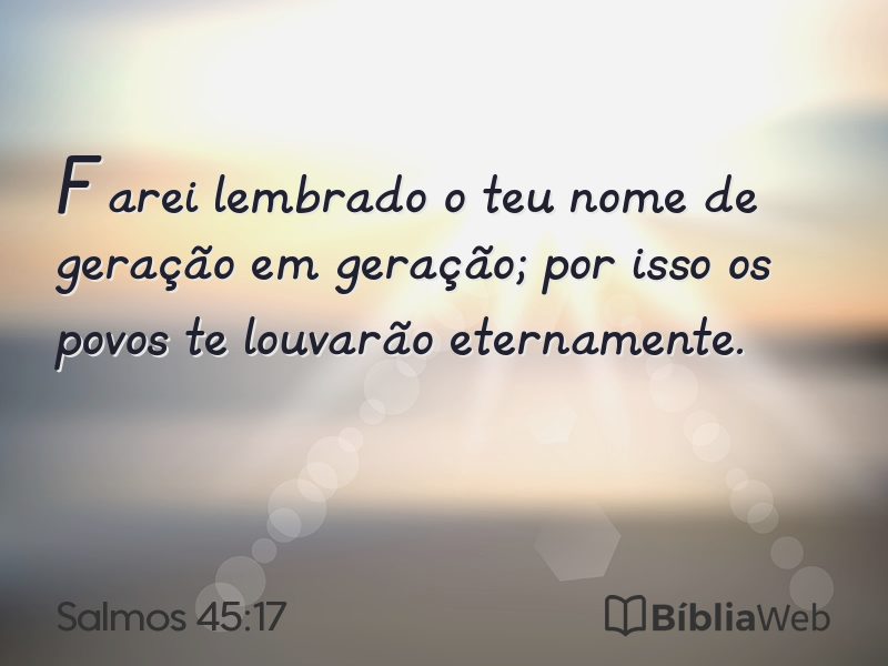 Salmos 45:17 em imagem para compartilhar