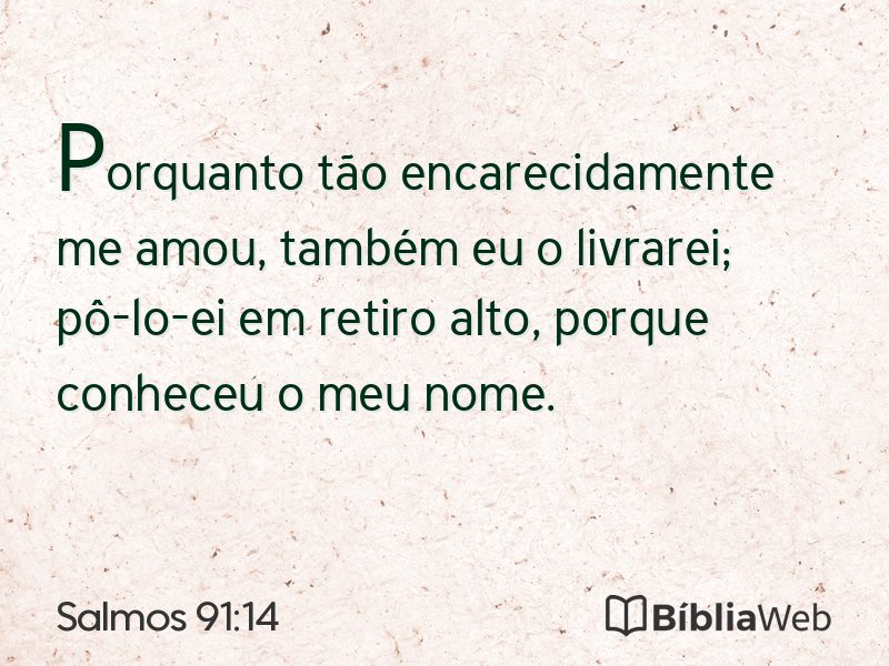 Salmos 91:14 em imagem para compartilhar