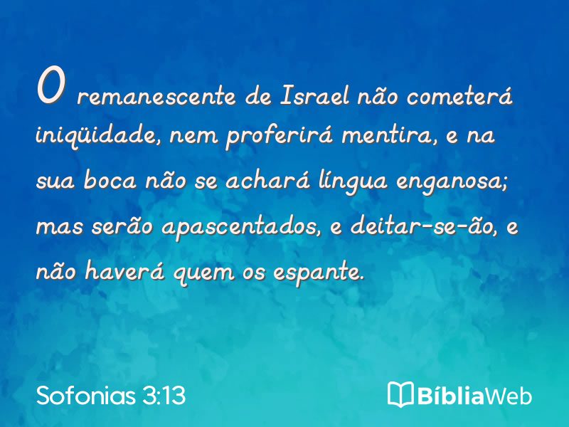 Sofonias 3:13 em imagem para compartilhar