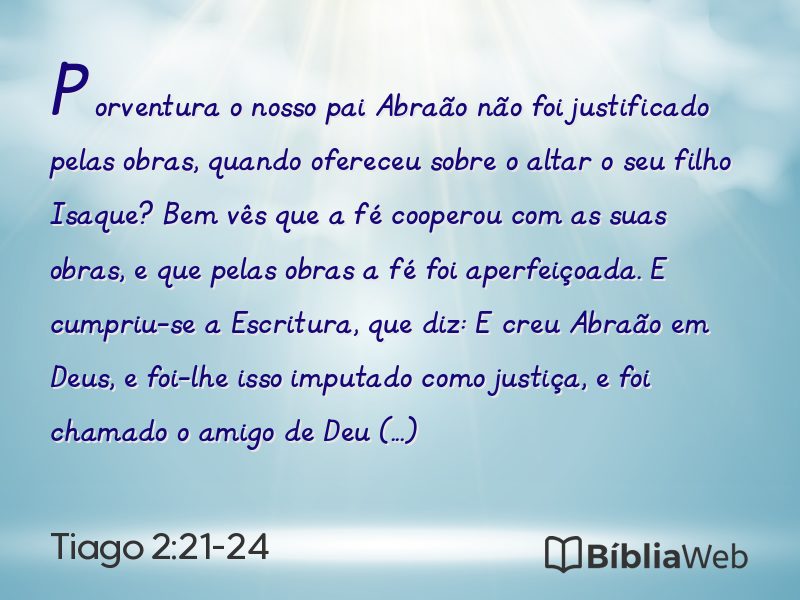 Tiago 2:21-24 em imagem para compartilhar