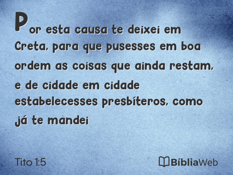 Tito 1:5 em imagem para compartilhar
