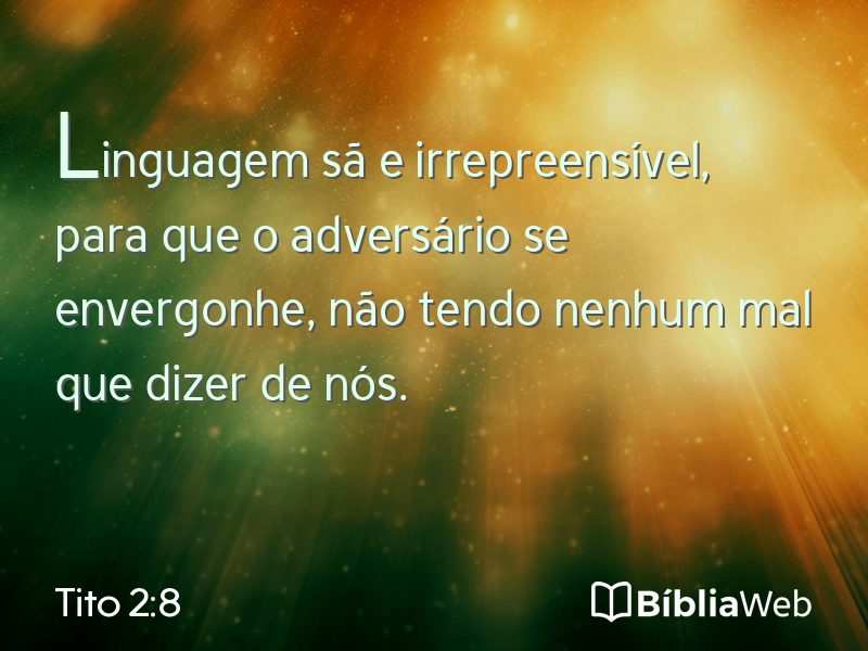 Tito 2:8 em imagem para compartilhar