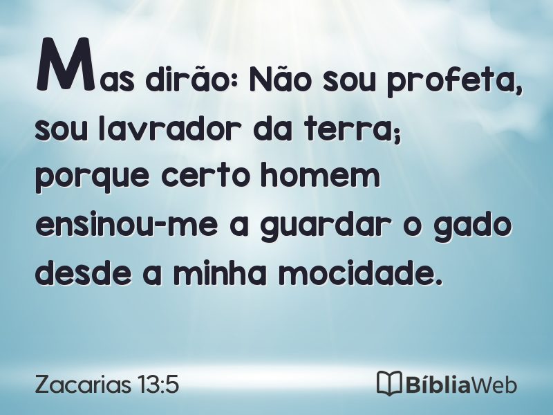 Zacarias 13:5 em imagem para compartilhar