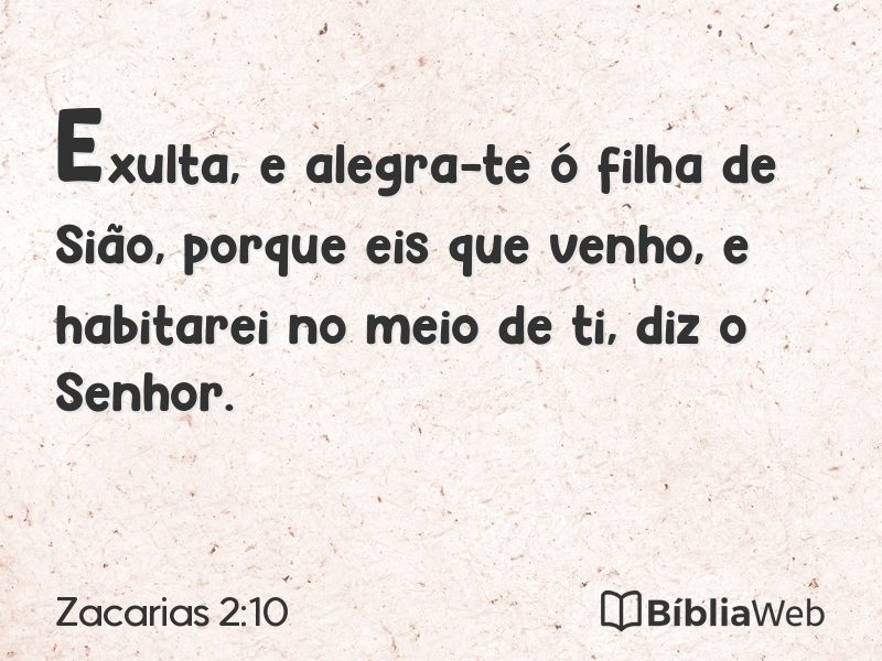 Zacarias 2:10 em imagem para compartilhar