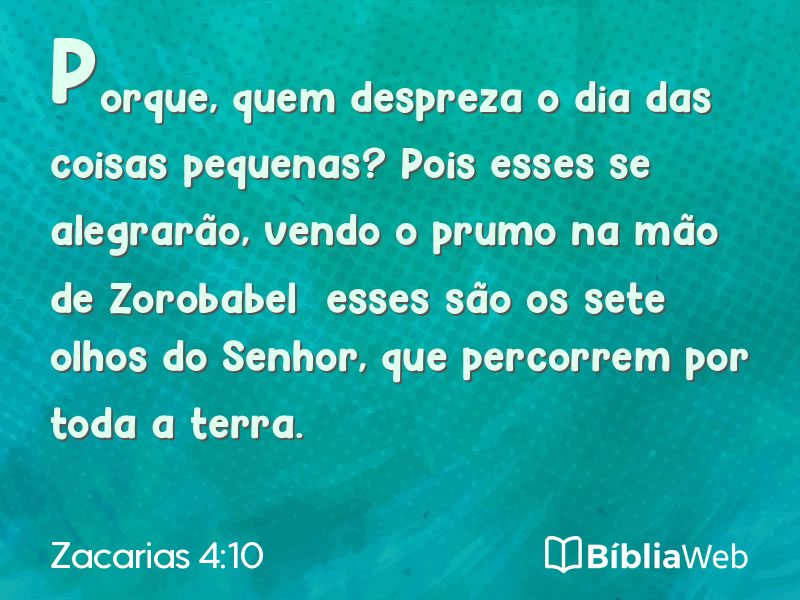 Zacarias 4:10 em imagem para compartilhar