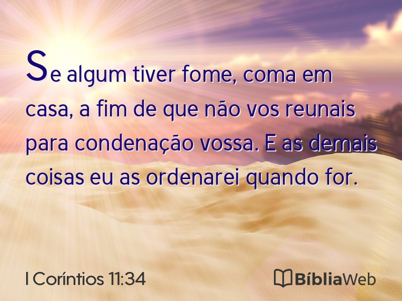 I Coríntios 11:34 em imagem para compartilhar