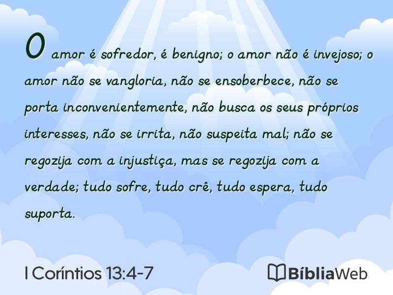 I Coríntios 13:4-7 em imagem para compartilhar