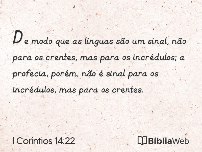 I Coríntios 14:22 em imagem para compartilhar