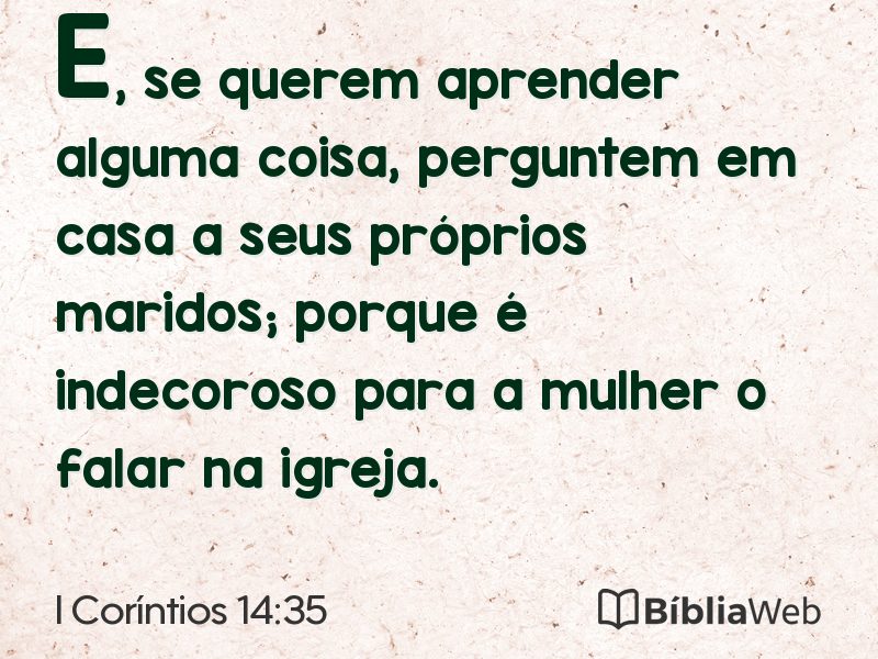 I Coríntios 14:35 em imagem para compartilhar