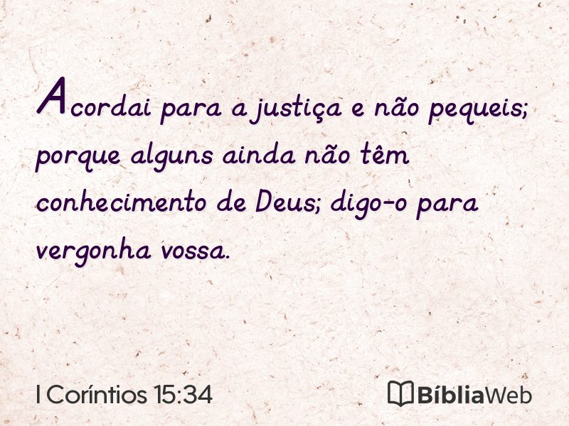 I Coríntios 15:34 em imagem para compartilhar