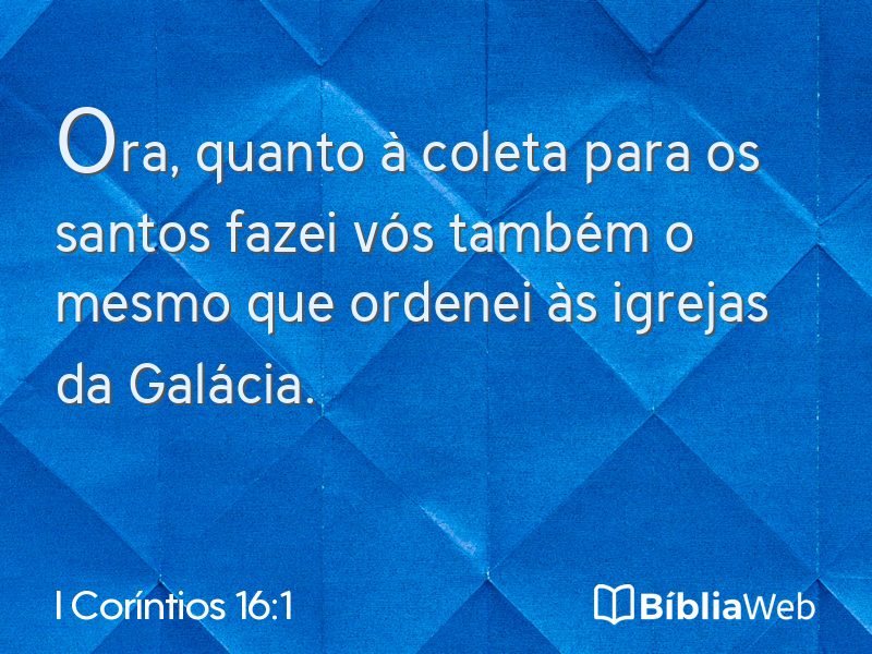 I Coríntios 16:1 em imagem para compartilhar