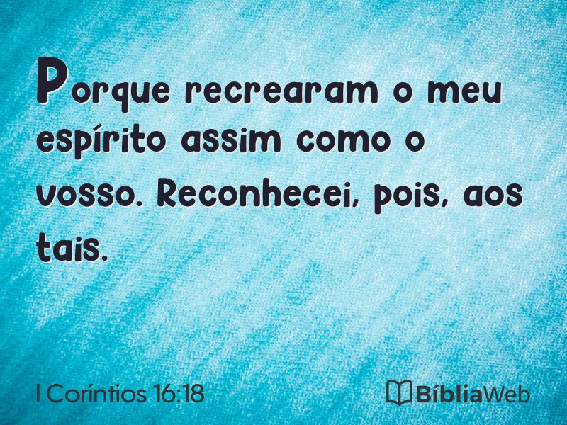 I Coríntios 16:18 em imagem para compartilhar