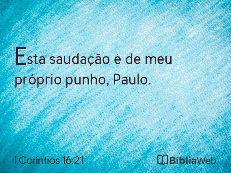 I Coríntios 16:21 em imagem para compartilhar
