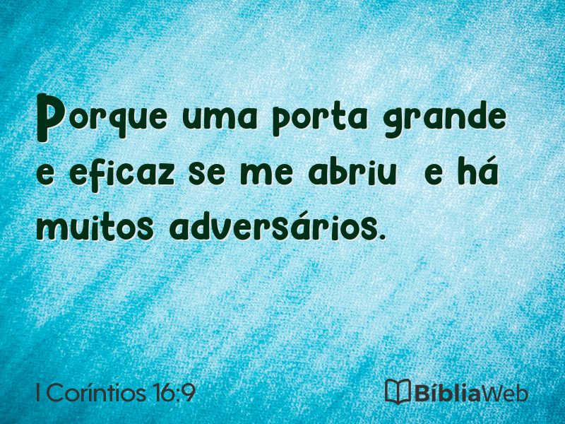 I Coríntios 16:9 em imagem para compartilhar
