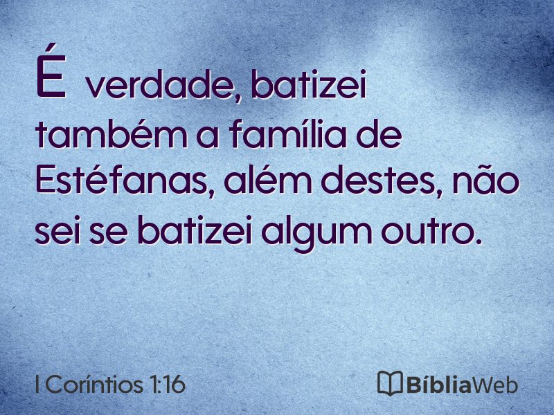 I Coríntios 1:16 em imagem para compartilhar