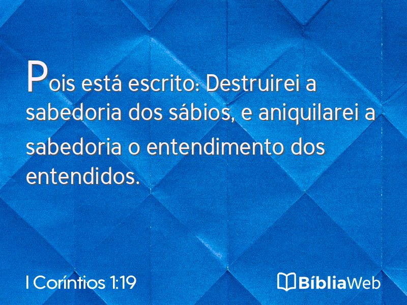 I Coríntios 1:19 em imagem para compartilhar