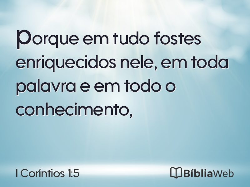 I Coríntios 1:5 em imagem para compartilhar