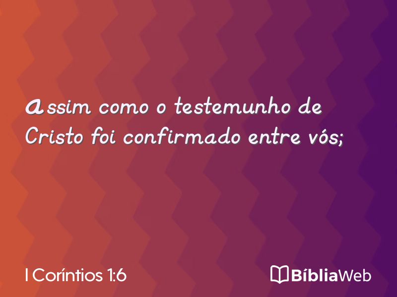 I Coríntios 1:6 em imagem para compartilhar