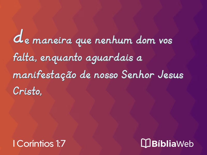I Coríntios 1:7 em imagem para compartilhar