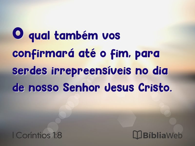 I Coríntios 1:8 em imagem para compartilhar