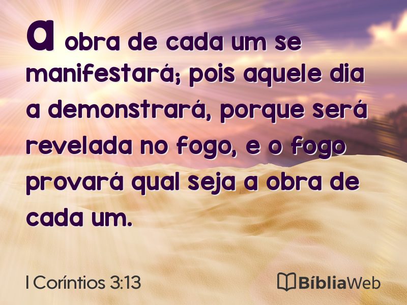 I Coríntios 3:13 em imagem para compartilhar