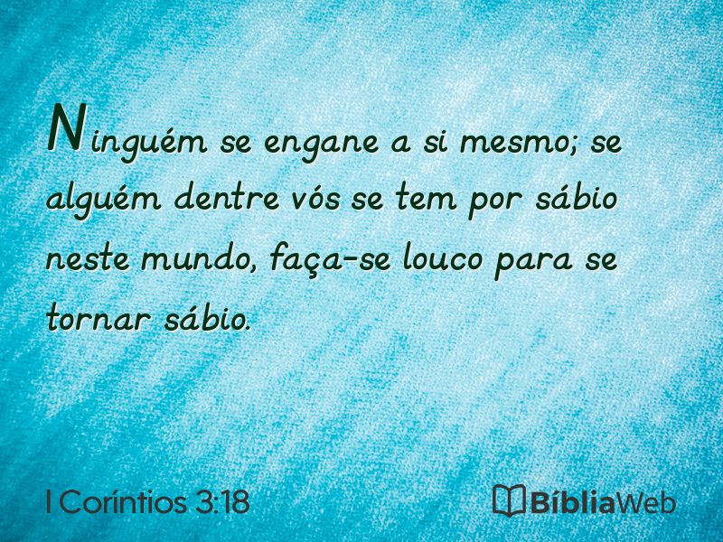 I Coríntios 3:18 em imagem para compartilhar