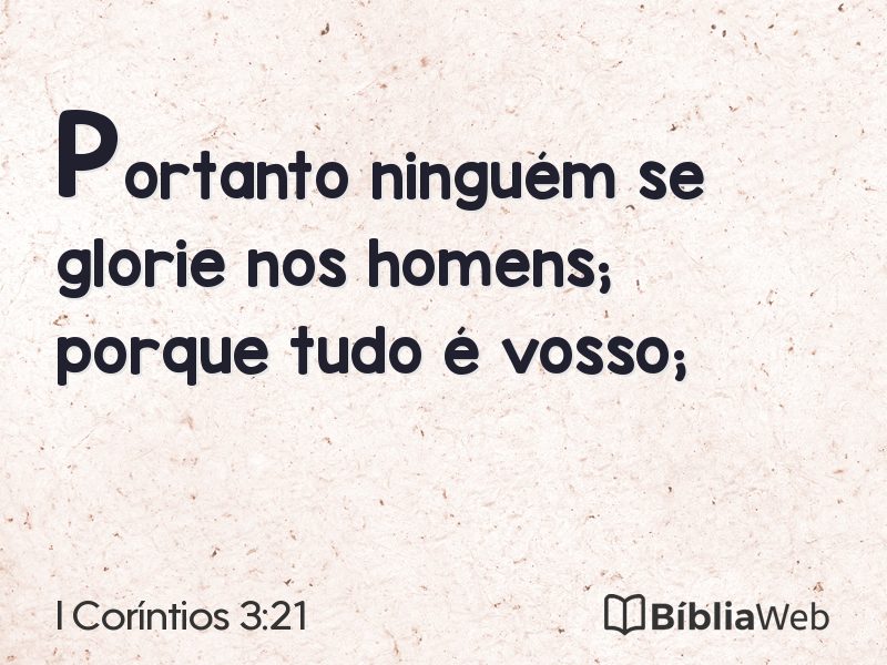 I Coríntios 3:21 em imagem para compartilhar