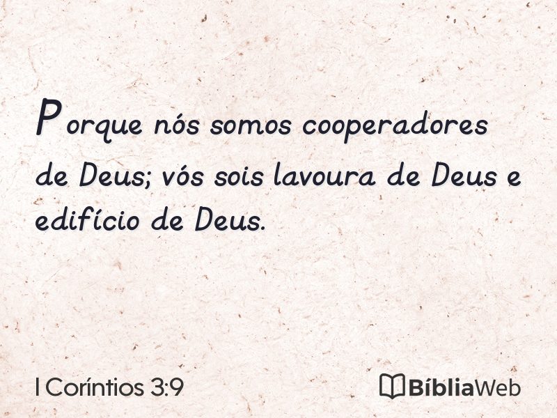 I Coríntios 3:9 em imagem para compartilhar
