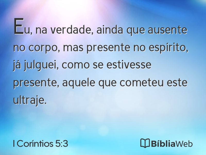 I Coríntios 5:3 em imagem para compartilhar