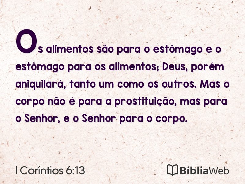 I Coríntios 6:13 em imagem para compartilhar